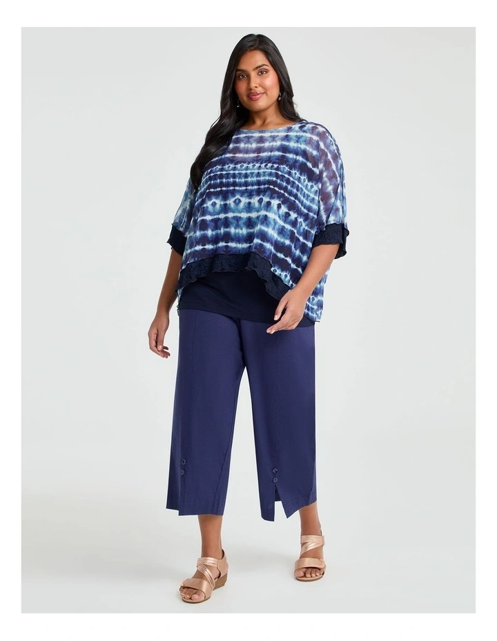 Stretch Linen Ayanna Crop Pant Sapphire Blue image 3
