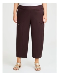 Stretch Linen Lantern Crop Pant in Chocolate Fudge