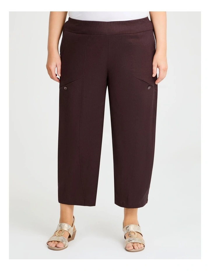 Stretch Linen Lantern Crop Pant in Chocolate Fudge image 1