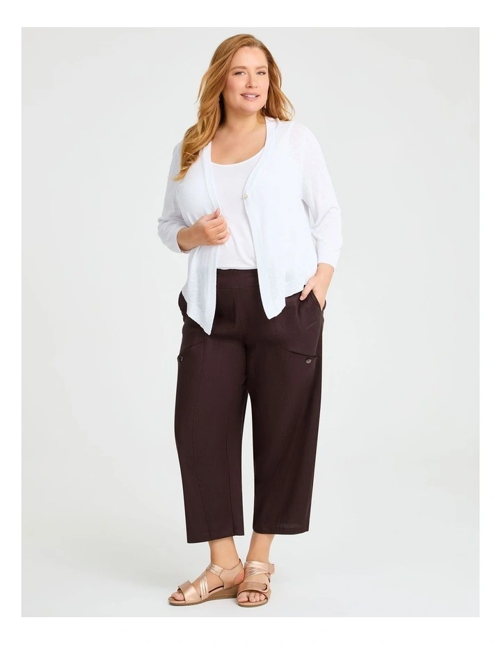 Stretch Linen Lantern Crop Pant in Chocolate Fudge image 2