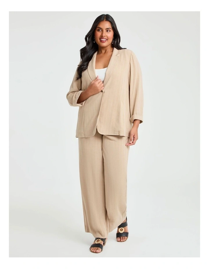 Bienne Pinstripe Pant in Natural/White image 3