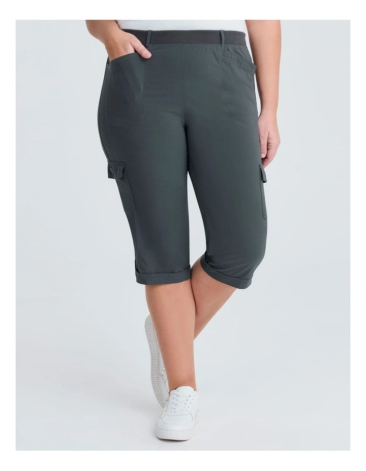Castaway Rib Cargo Crop Pant in Frost Grey image 1