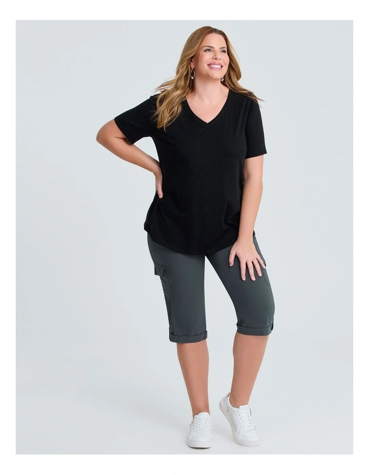 Castaway Rib Cargo Crop Pant in Frost Grey image 3