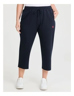 Cotton Hibiscus Trackpant in Navy