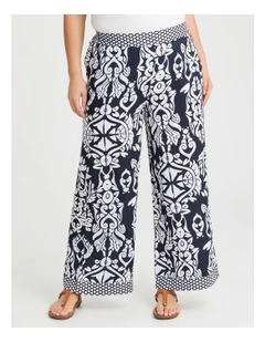 Nevis Rococo Wide Leg Pant in Navy/white