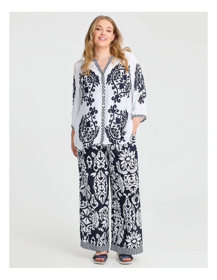 Nevis Rococo Wide Leg Pant in Navy/white image 3
