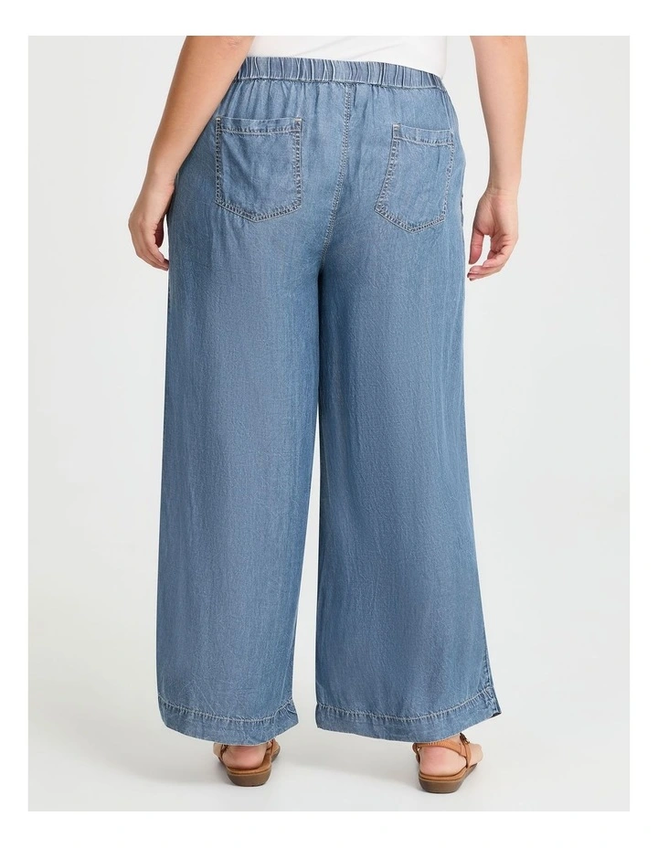 Lyocell Chambray Wide Leg Pant Mid Blue image 2