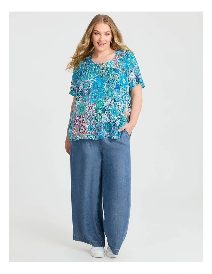Lyocell Chambray Wide Leg Pant Mid Blue image 3