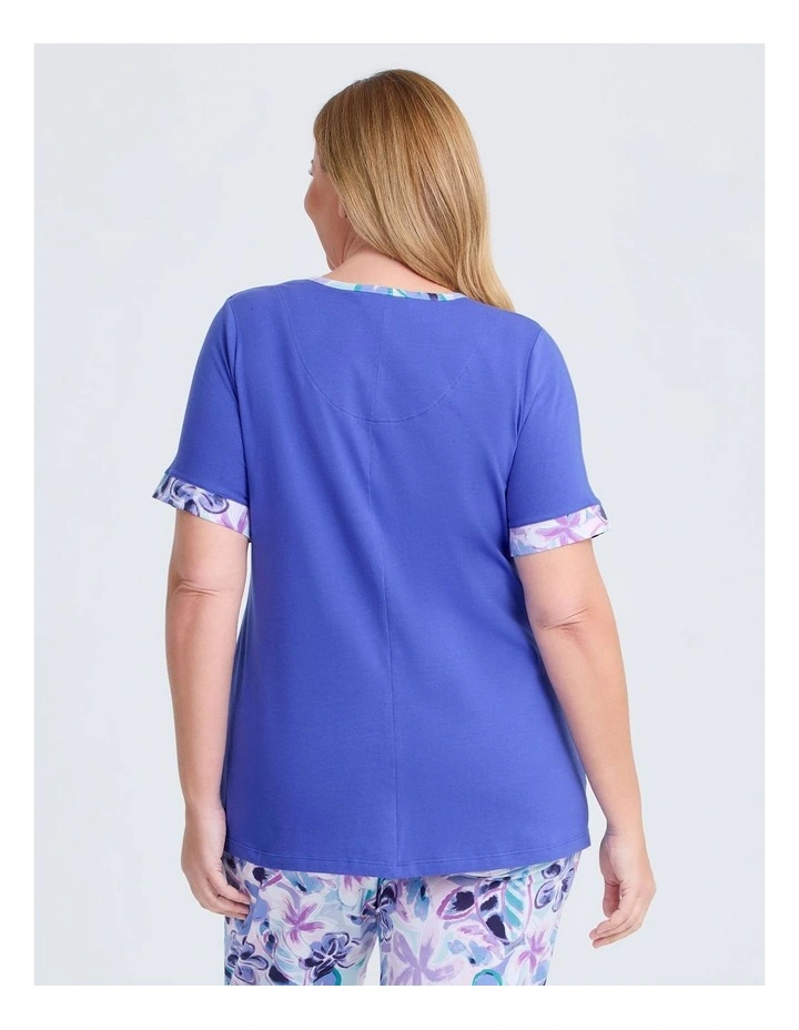 Australian Cotton Pyjama Top in Indigo Bloom image 2