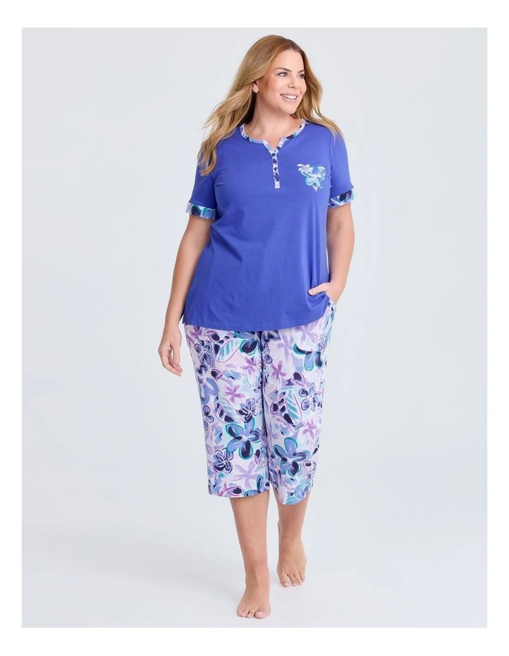 Australian Cotton Pyjama Top in Indigo Bloom image 3