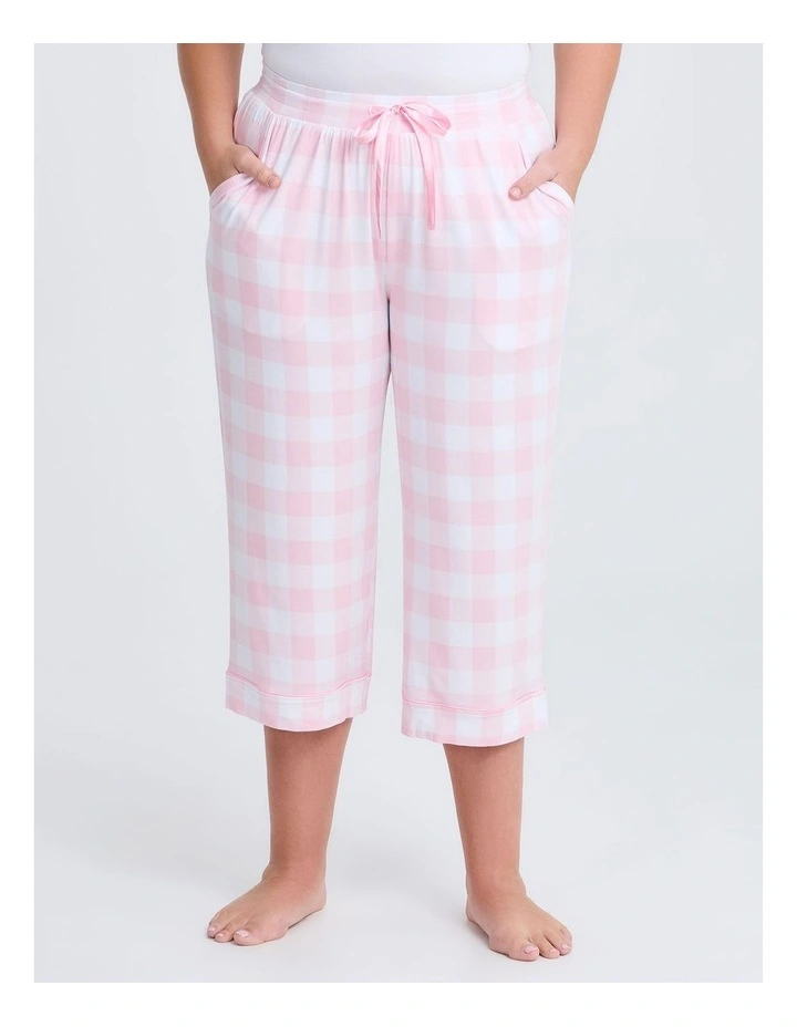Modal Gingham Pyjama Pant in Baby Pink/White image 1