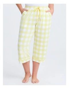 Modal Gingham Pyjama Pant in Pastel Yellow/White