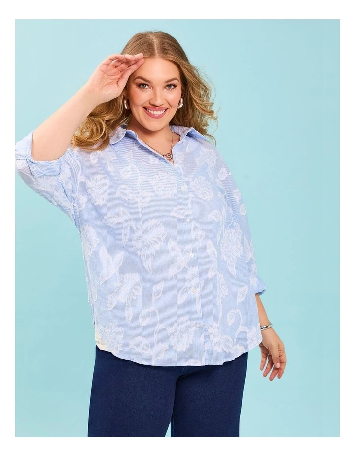 Cotton Floral Stripe Shirt in Stripe image 5
