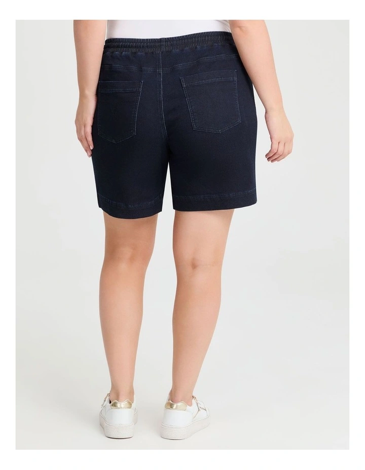 Cotton Seam Detail Denim Short in Dark Indigo image 2