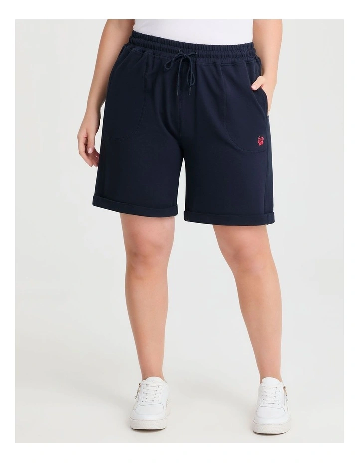 Cotton Hibiscus Short in Navy image 1