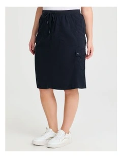 Castaway Cargo Knee Length Skirt in Navy