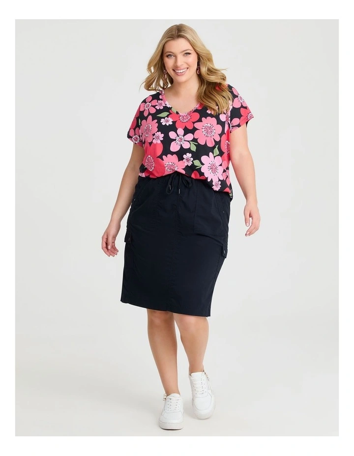 Castaway Cargo Knee Length Skirt in Navy image 3