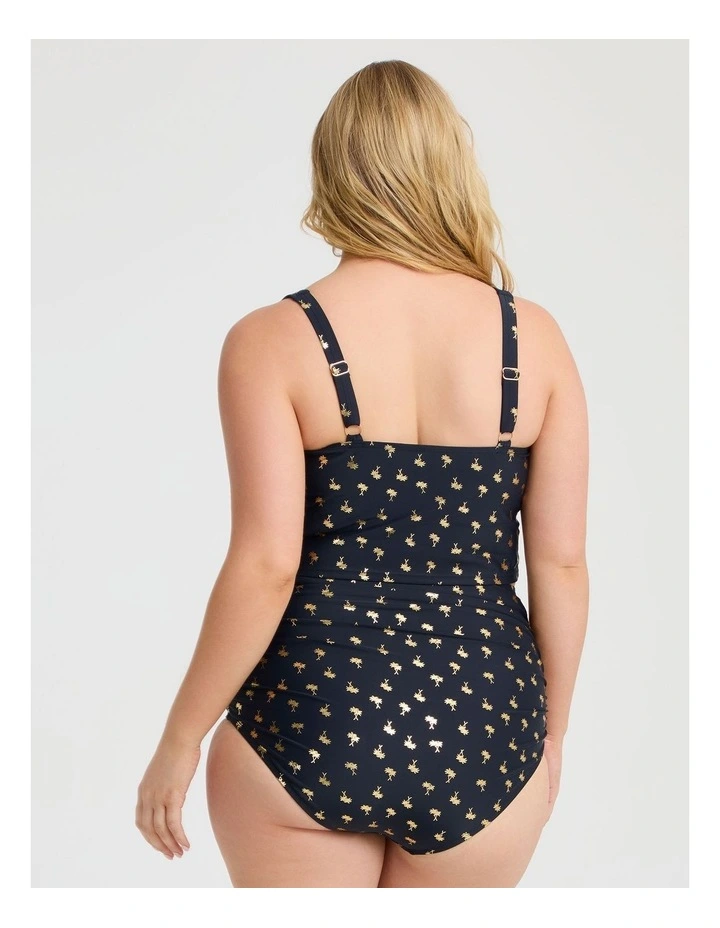 Gold Palm Seam Detail Crop Top in Multi image 2