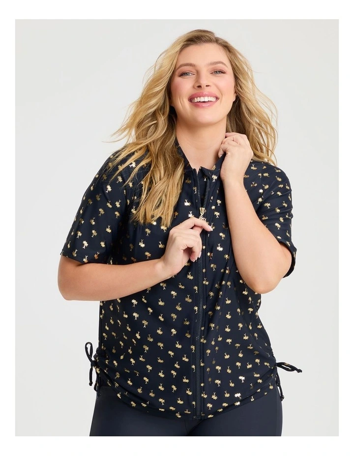 Gold Palm Ruched Rash Vest Print image 3