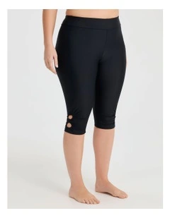 Keyhole Capri Swim Legging in Black