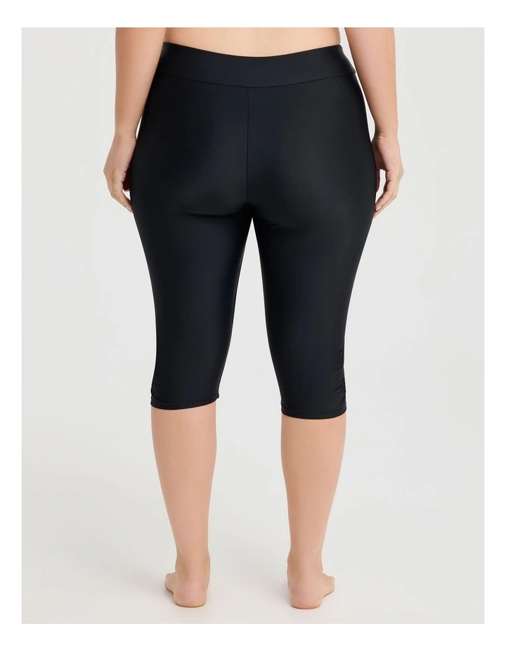Keyhole Capri Swim Legging in Black image 2