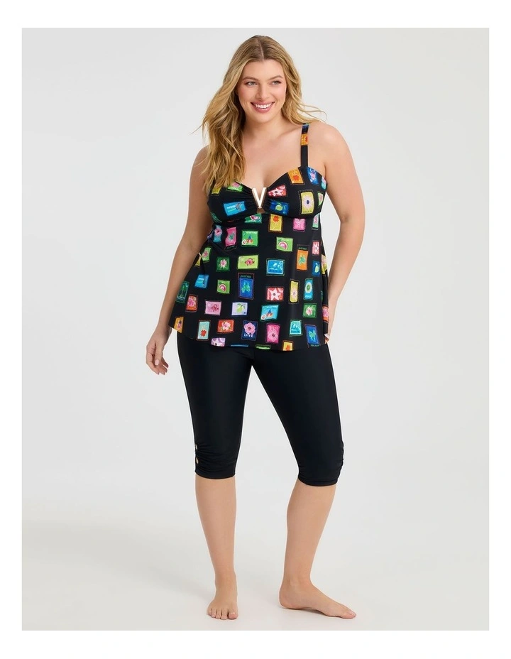 Keyhole Capri Swim Legging in Black image 4