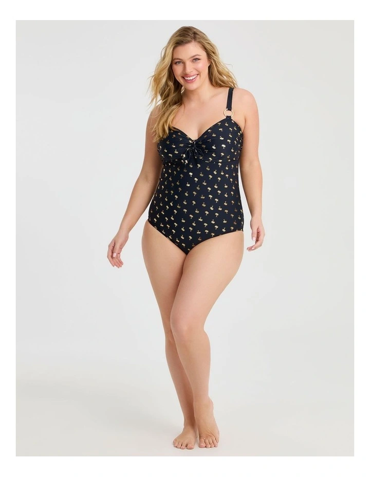 Gold Palm Tie Front Swimsuit in Multi image 2