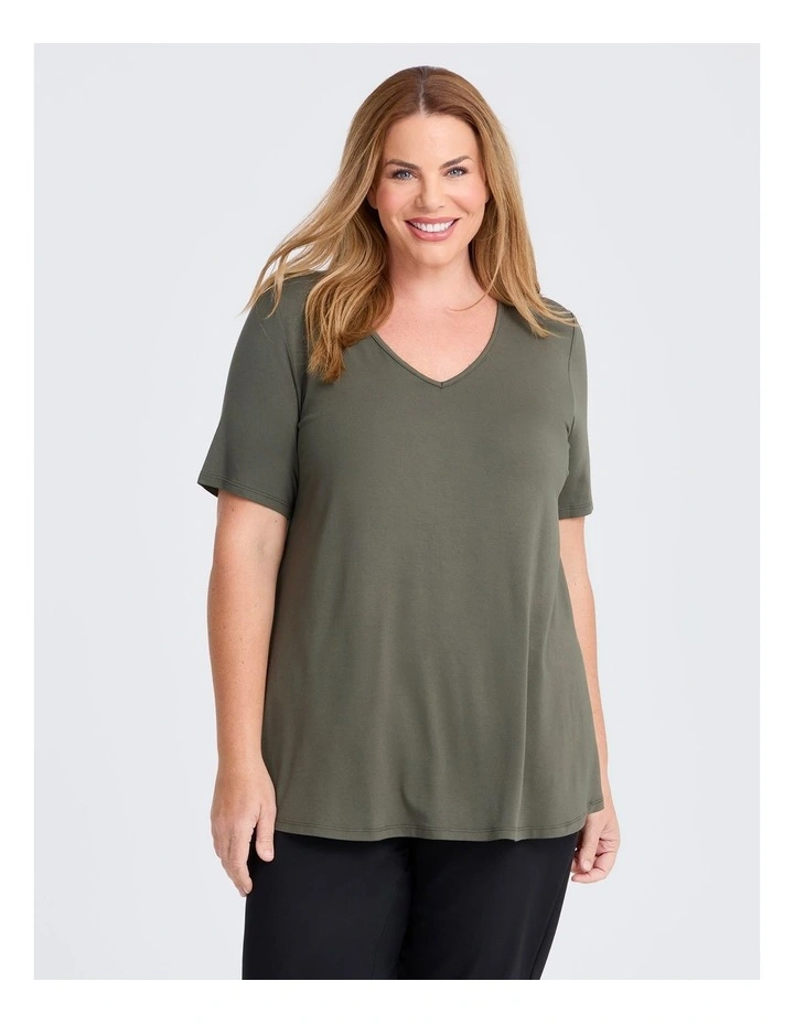 Bamboo Base V Neck Short Sleeve Top image 1