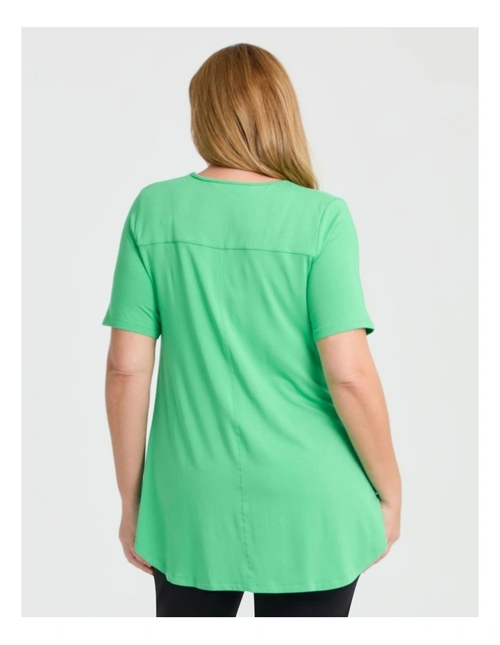 Bamboo Base V Neck Short Sleeve Top in Green image 2