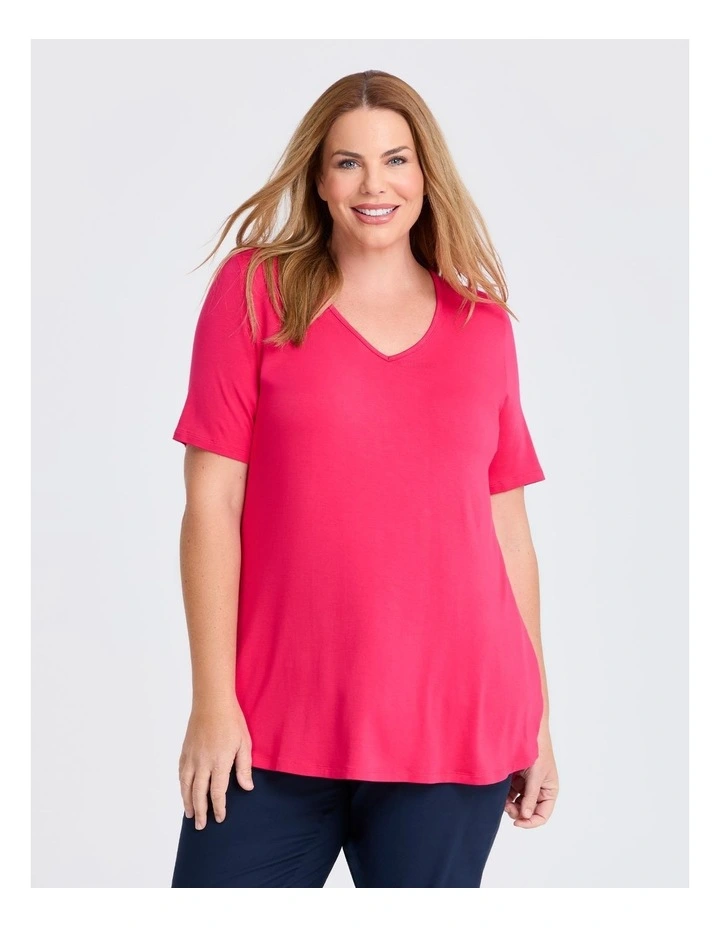 Bamboo Base V Neck Short Sleeve Top image 3