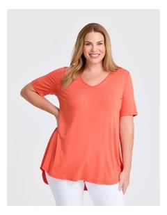 Bamboo Base V Neck Short Sleeve Top