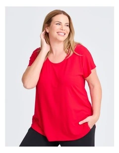 Natural Round Neck Everyday T-shirt in Chilli Red