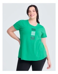 Cotton Active Graphic T-shirt in Lush Green