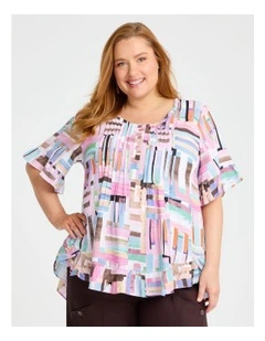 Salsa Abstract Check Natural Top Print