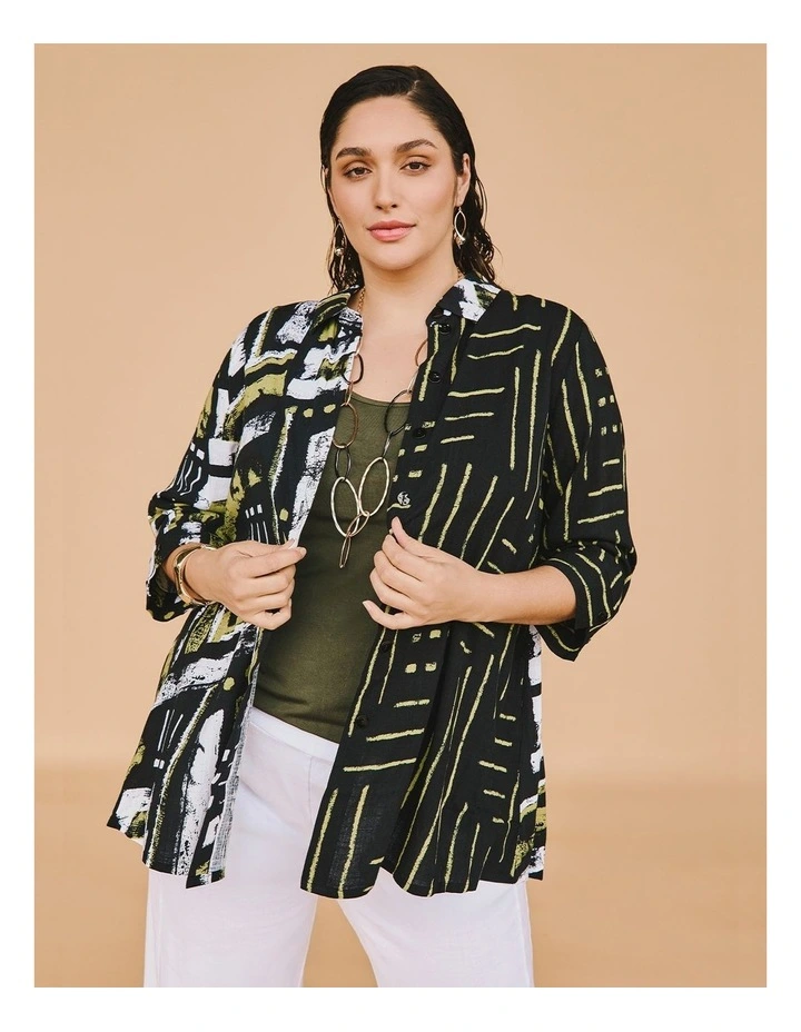 Spliced Natural Shirt in Multi image 5