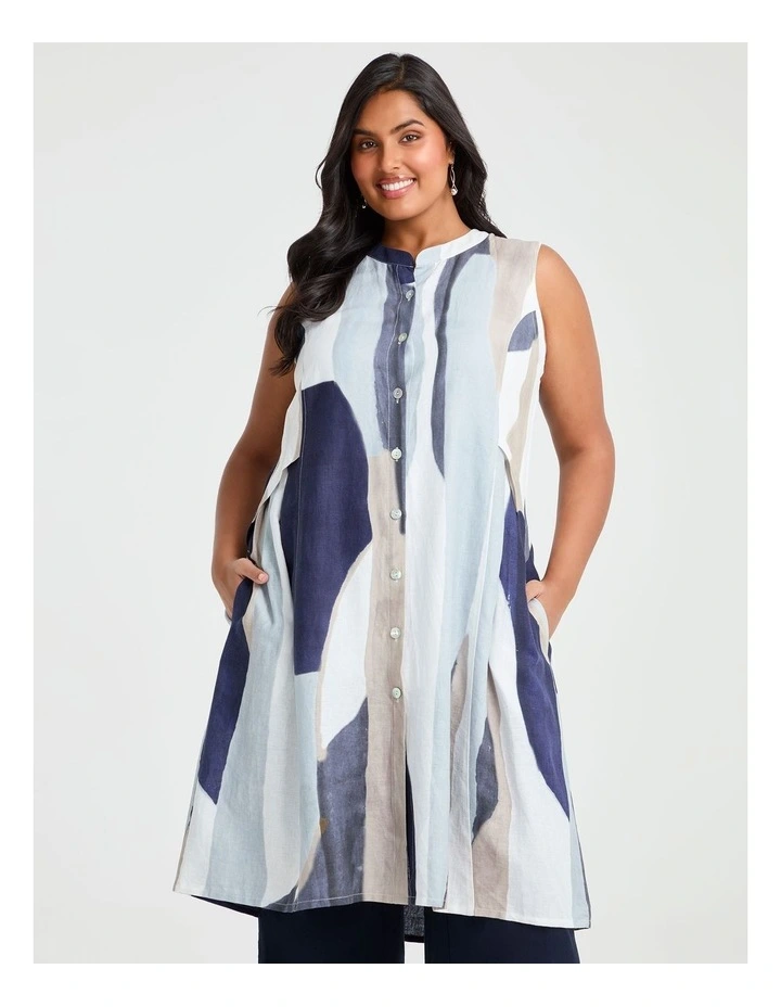 Linen Quartz Top in Blue Print image 1