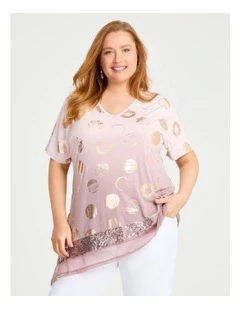 Ombre Foil Spot & Sequins Top Ombre Print