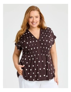 Spot Pintuck Natural Top Chocolate Print