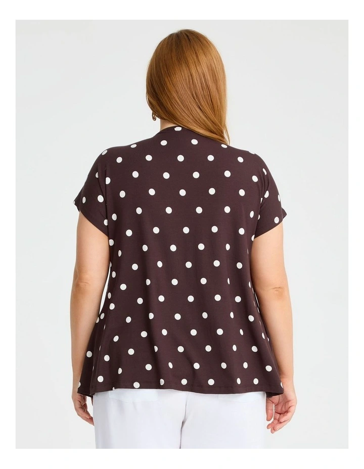 Spot Pintuck Natural Top Chocolate Print image 2
