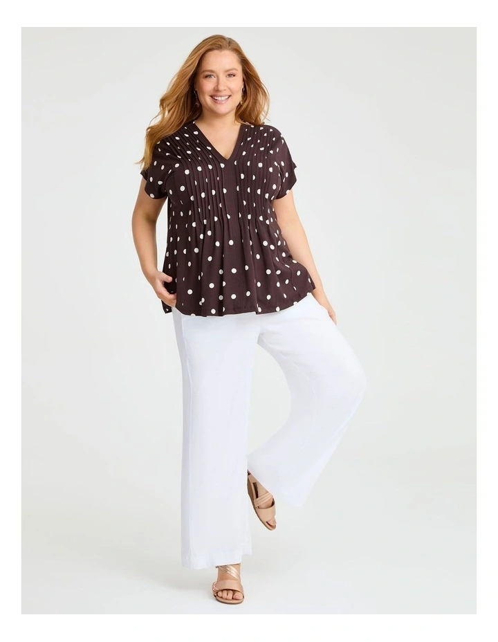 Spot Pintuck Natural Top Chocolate Print image 3