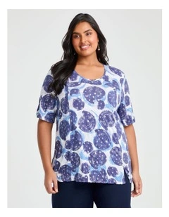 Bamboo Indigo Spot Top in Print