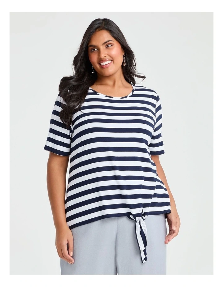Natural Stripe Summertime Top in Dark Indigo/White image 1