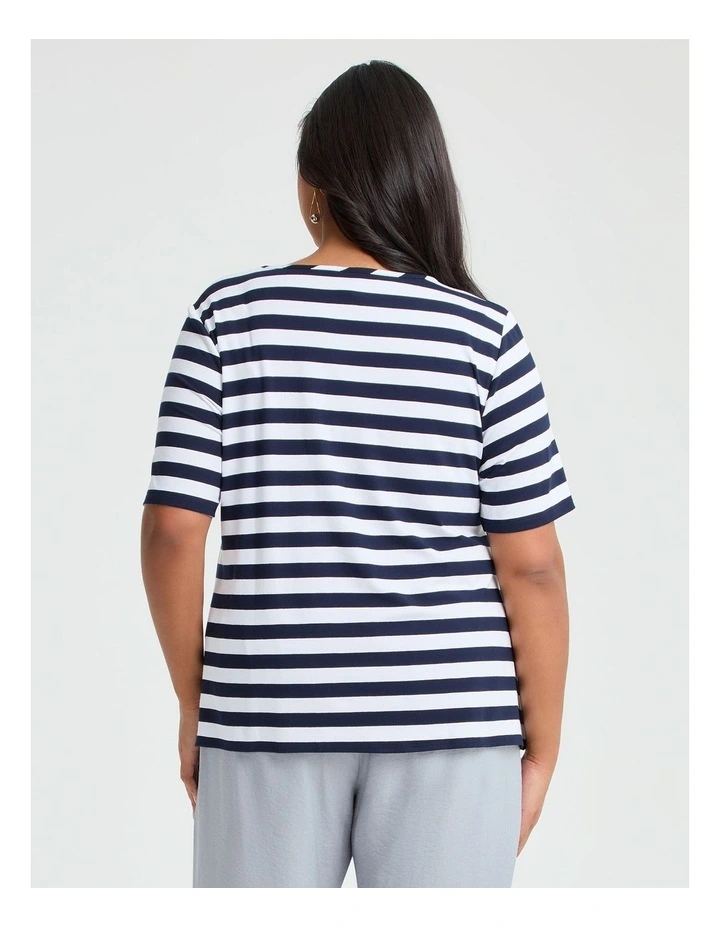 Natural Stripe Summertime Top in Dark Indigo/White image 2