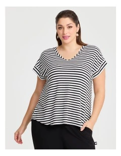 Natural Del Sol Stripe Top in Black