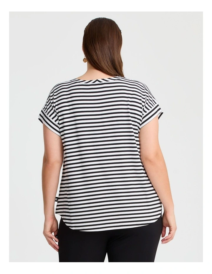 Natural Del Sol Stripe Top in Black image 2
