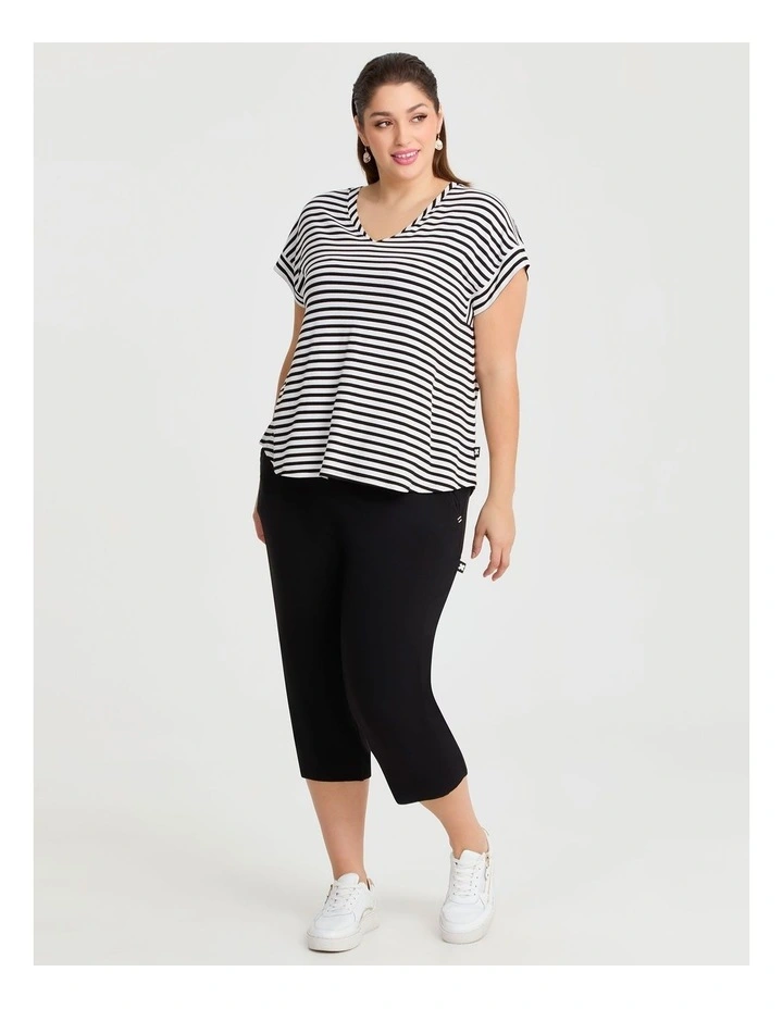 Natural Del Sol Stripe Top in Black image 3