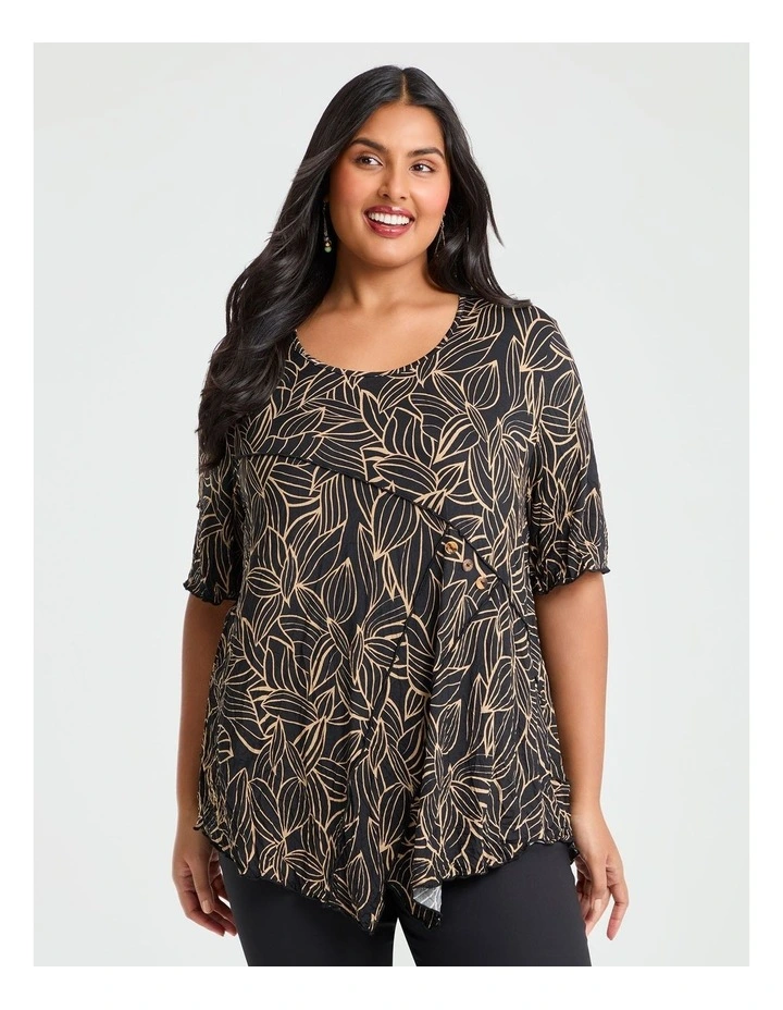 Gemma Luna Angle Crush Top Black/Ecru Print image 1