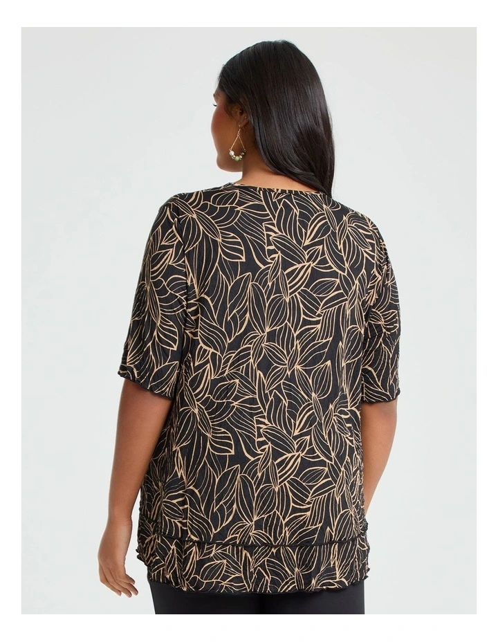 Gemma Luna Angle Crush Top Black/Ecru Print image 2