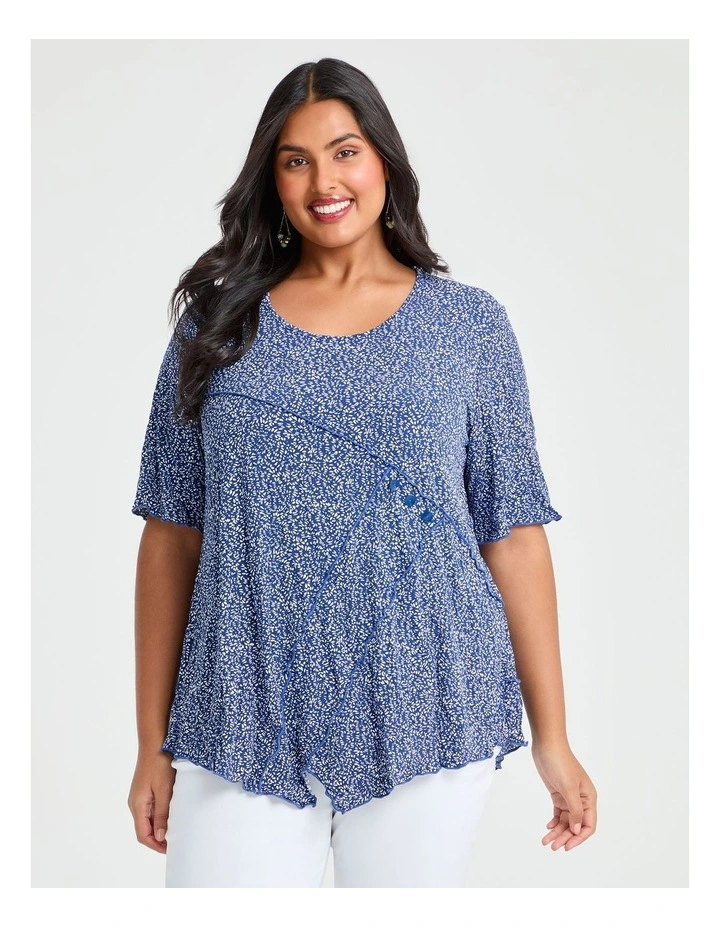 Gemma Luna Angle Crush Top in Navy/White Print image 1