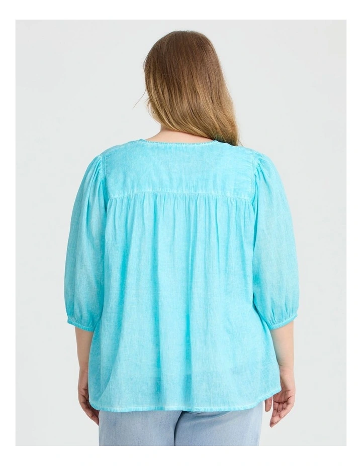 Cotton Tonal Embroidery Top Hawaiian Ocean image 2